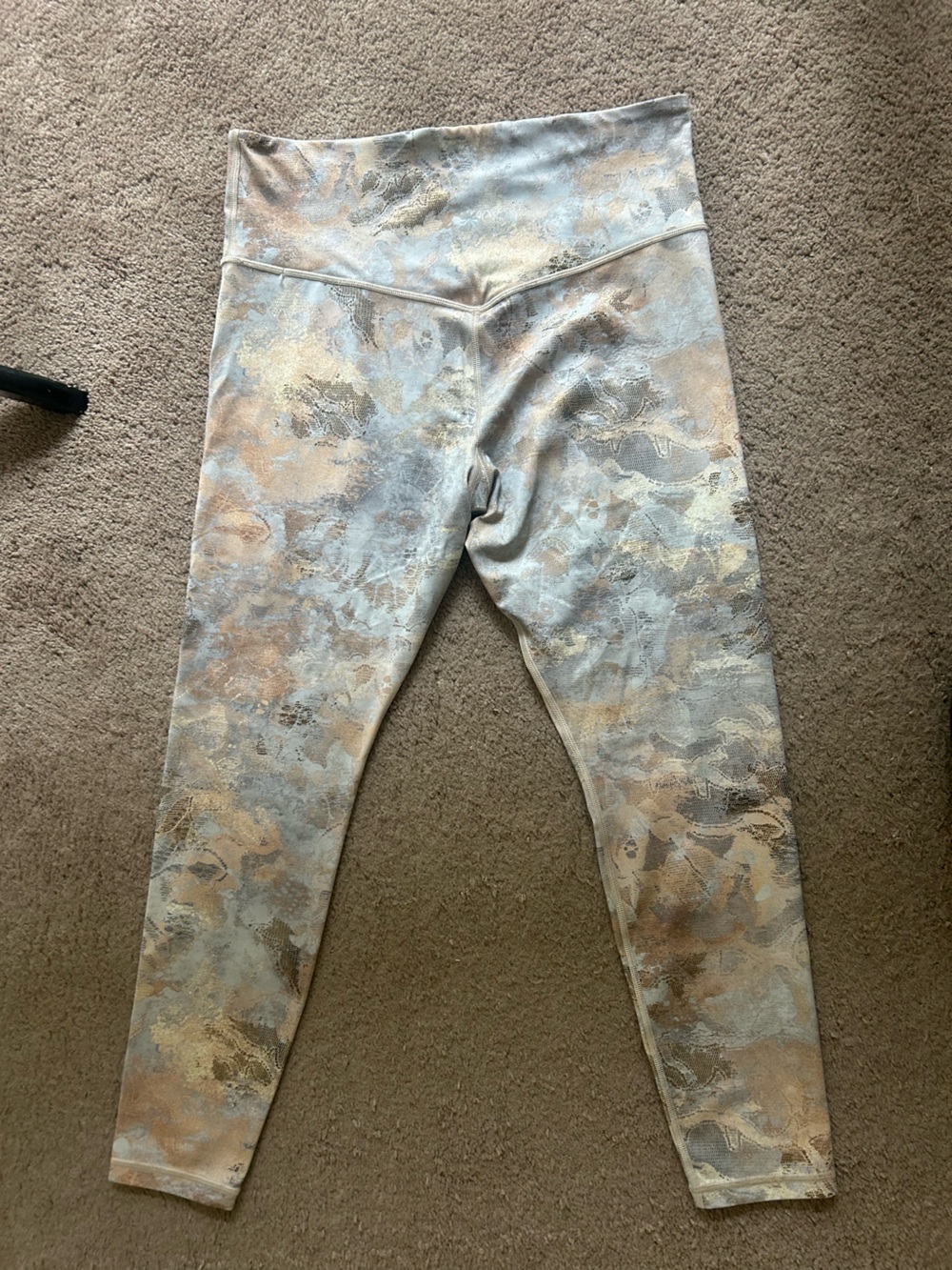 Athleta Elation Legging Metallic Taupe and Beige High-Rise Leggings
